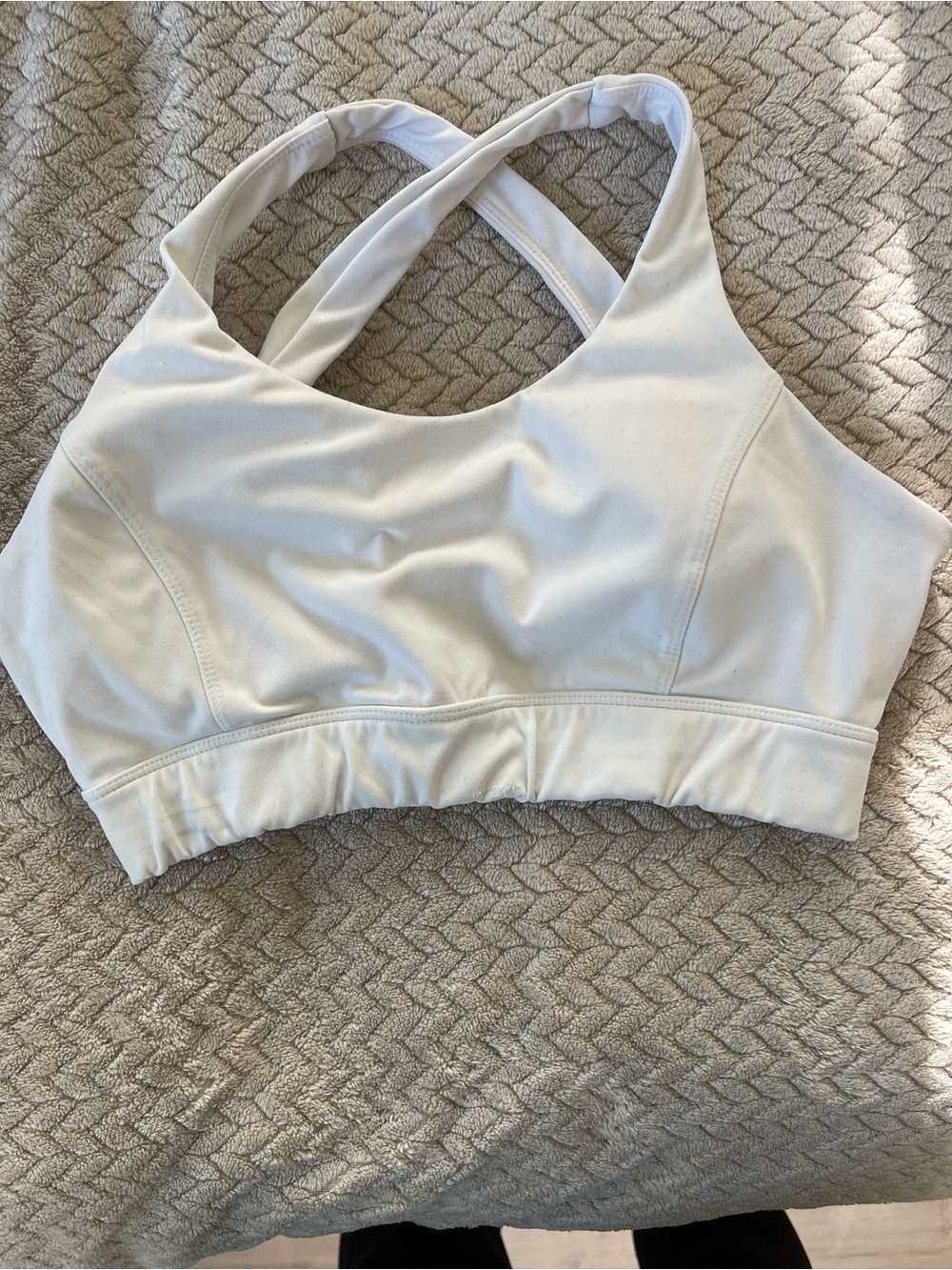 Bombshell Sportswear White Cross-Back Athletic Sports Bra